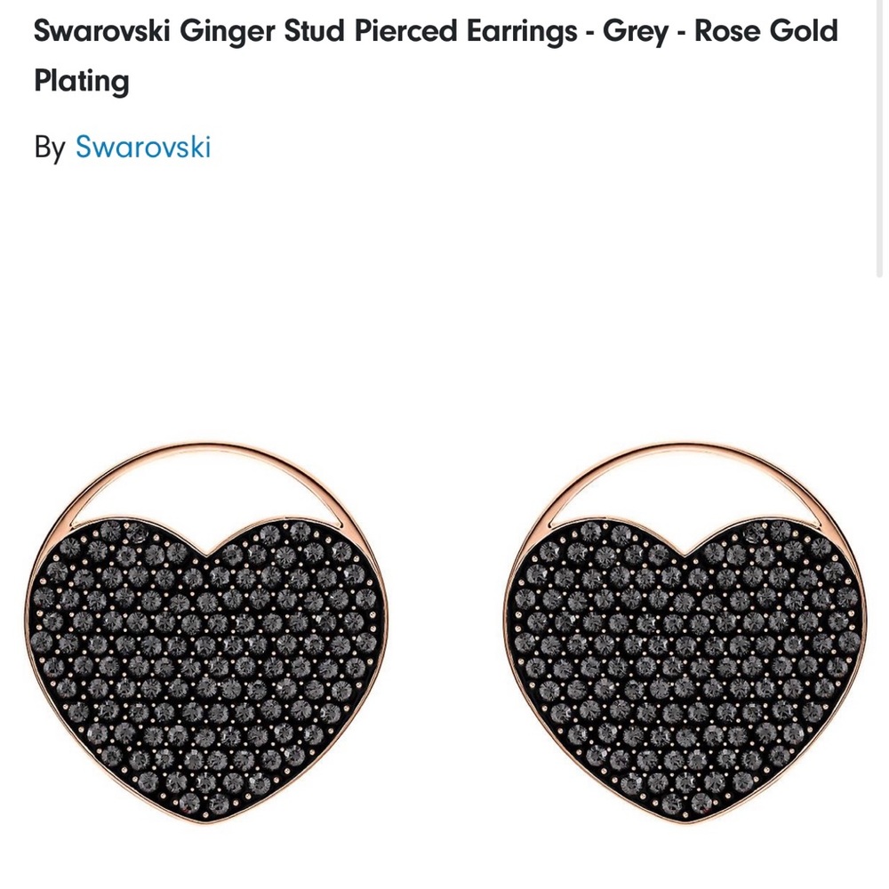 GORGEOUS GREY AND ROSE GOLD SWAROVSKI STUD EARRING - Picture 4 of 5